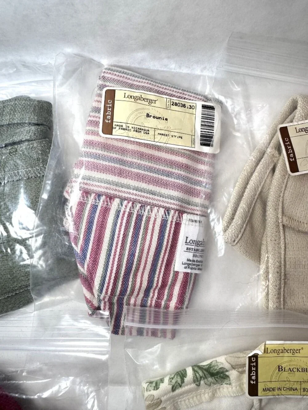 Lot B of 8 Longaberger Basket Liners Market Stripe All The Trimmings Blackberry